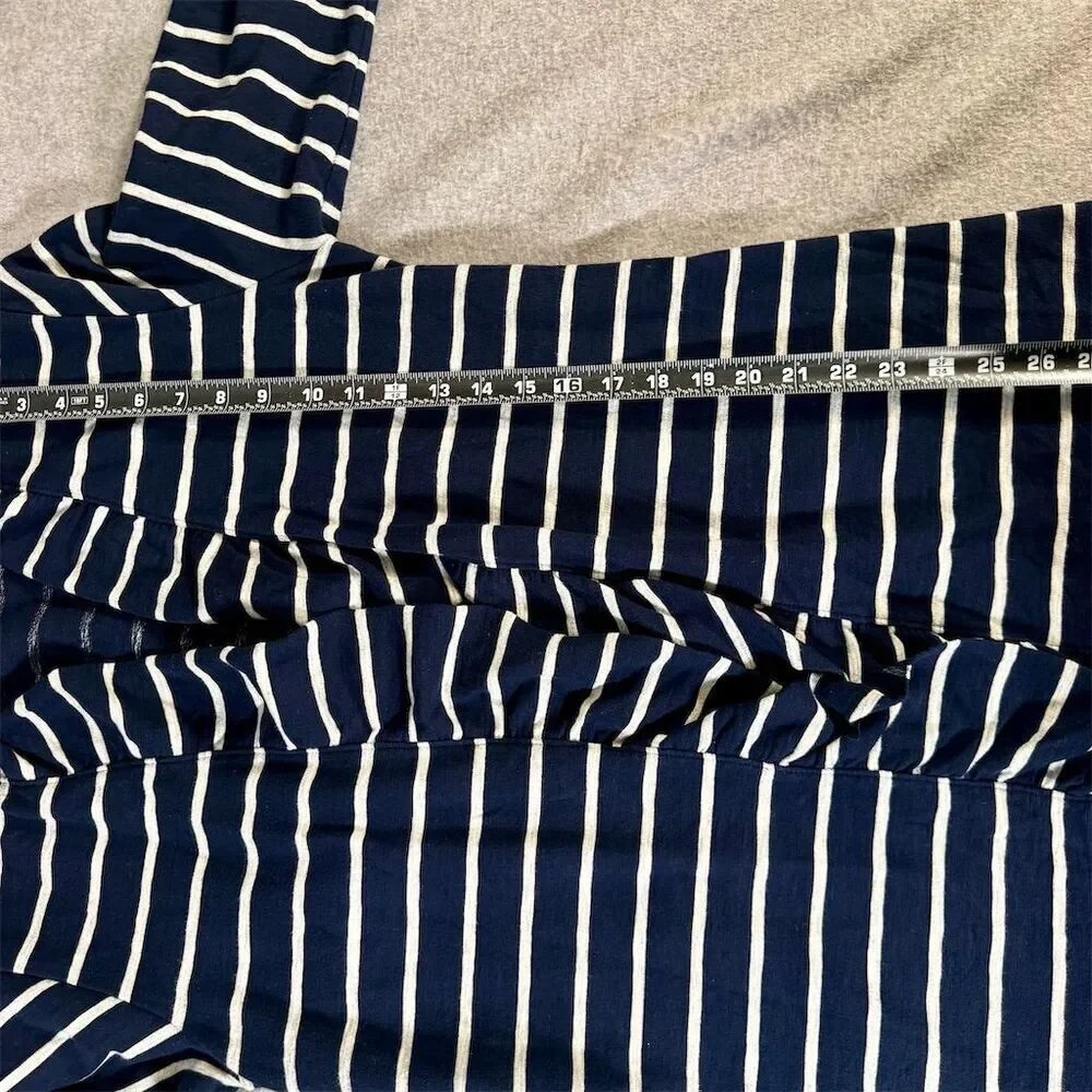 Lillla P Women's Striped Draped Cotton Cardigan  Size M Ruffle Collar